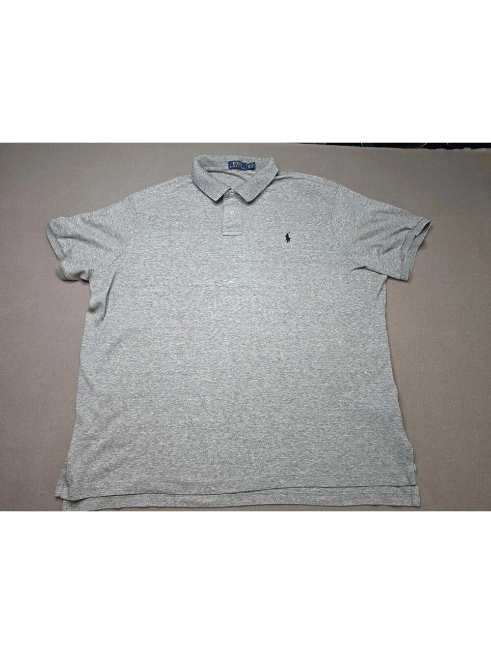 Polo Ralph Lauren Mens XXL Gray Heather Polo Shirt Black Pony 100% Cotton